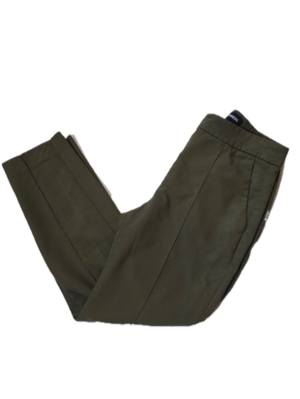 Express Pants Womens 4R Green Ankle High Rise Twill Slim Stretch Pockets Zip